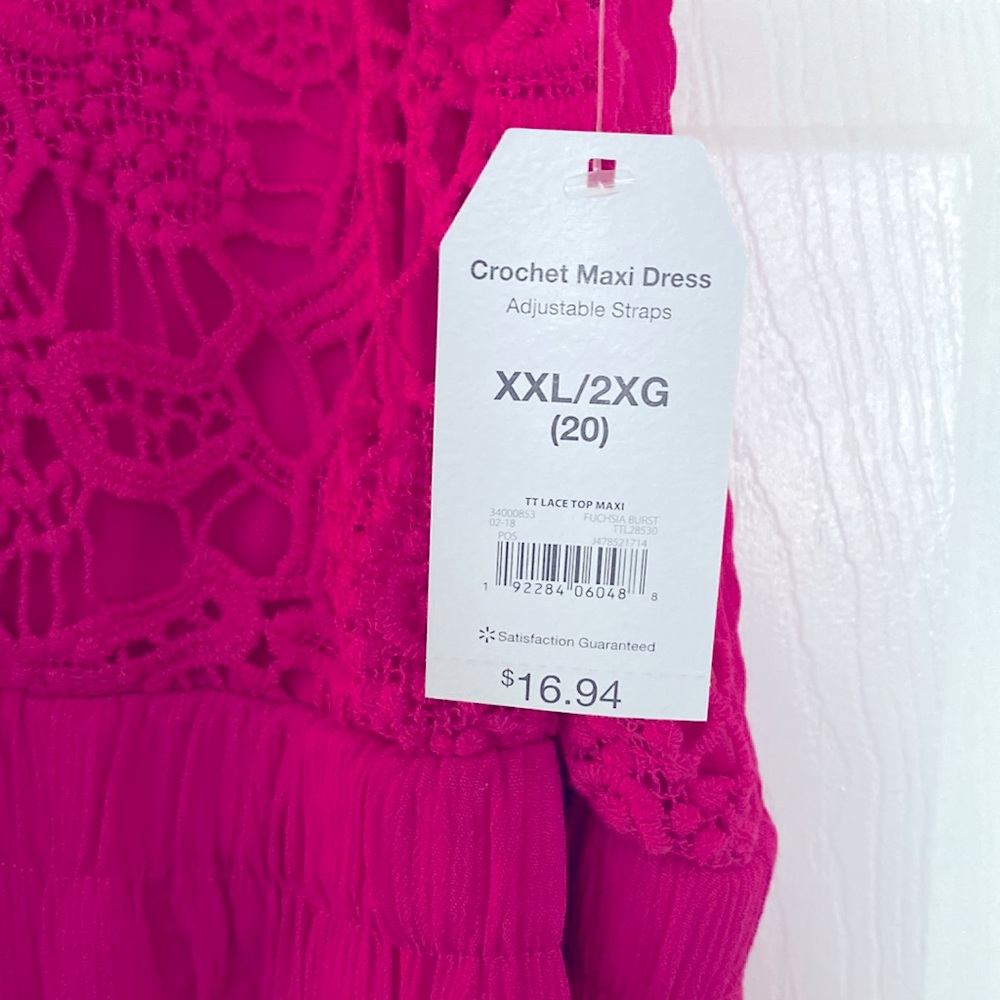 New With Tags - magenta Crochet Maxi Dress XXL / 20 / 2X - Picture 7 of 7